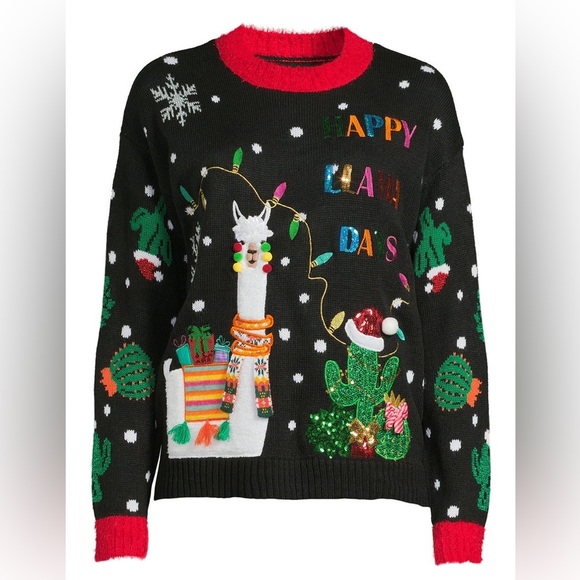 “HAPPY LLAMA DAYS” Ugly Christmas Sweater - Picture 11 of 11
